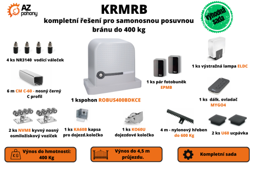 KRMRB - kompletní řešení pro samonosnou posuvnou bránu do 400 kg